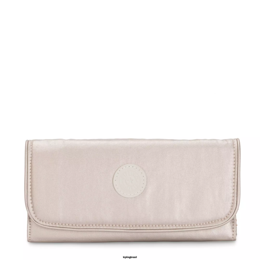 mulheres carteiras e pulseiras Kipling brilho metálico carteira de encaixe metálica money land 4X8V550