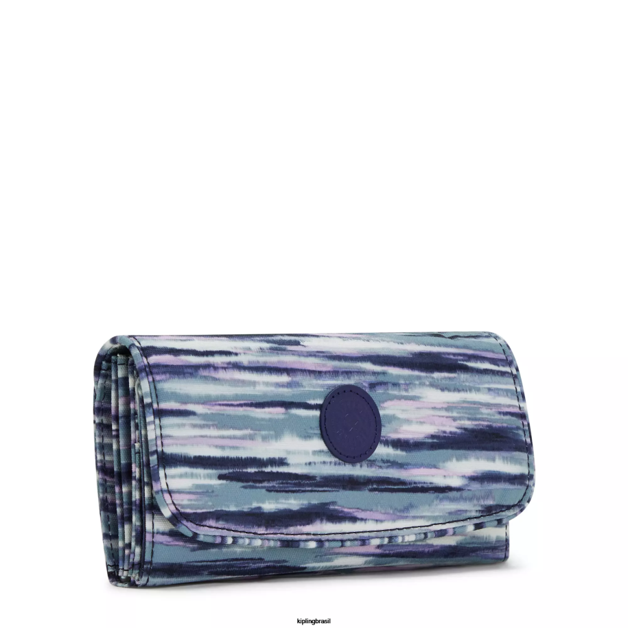mulheres carteiras e pulseiras Kipling listras de pincel carteira de pressão impressa money land 4X8V309
