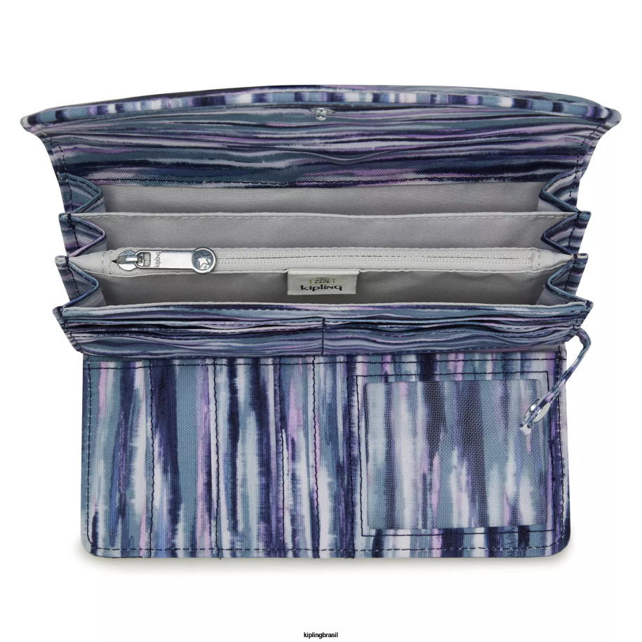 mulheres carteiras e pulseiras Kipling listras de pincel carteira de pressão impressa money land 4X8V309