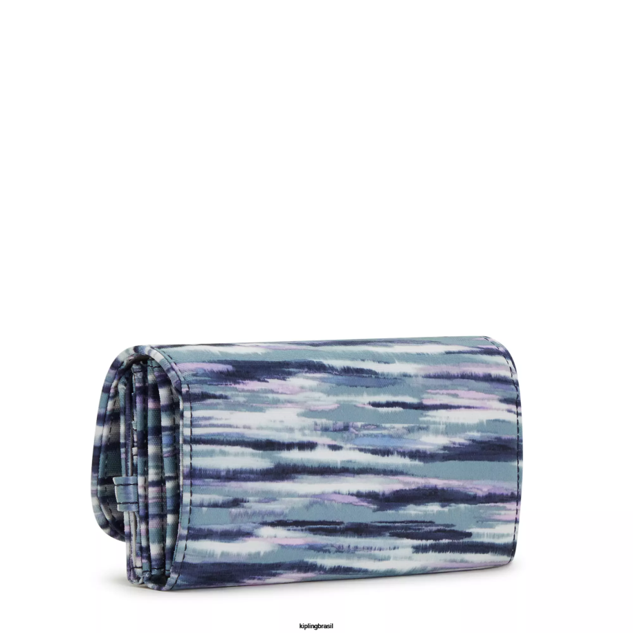 mulheres carteiras e pulseiras Kipling listras de pincel carteira de pressão impressa money land 4X8V309