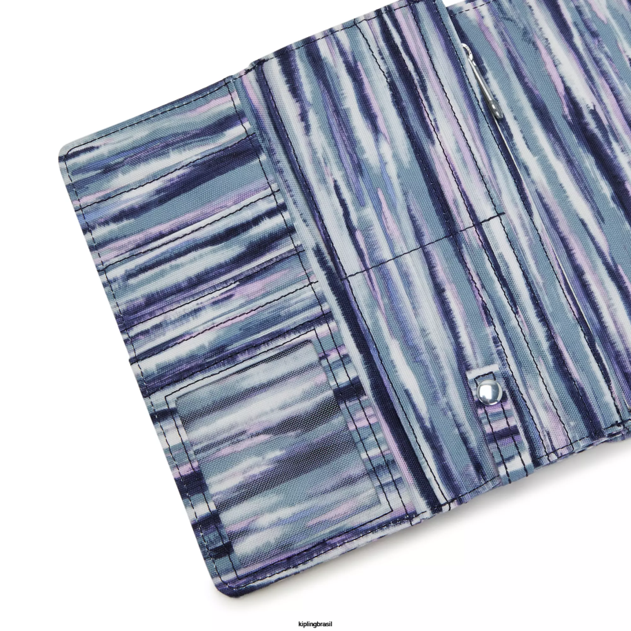 mulheres carteiras e pulseiras Kipling listras de pincel carteira de pressão impressa money land 4X8V309