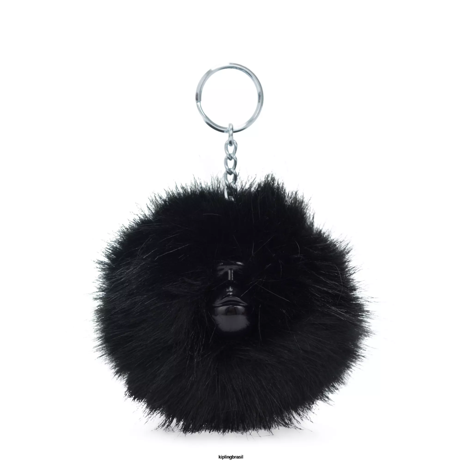mulheres chaveiros Kipling verdadeiro Preto chaveiro macaco pompom 4X8V730