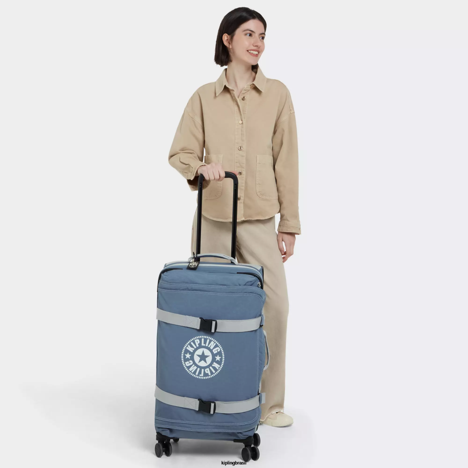 mulheres bagagem rolante Kipling pincel azul c mala de rodinhas média espontânea 4X8V517