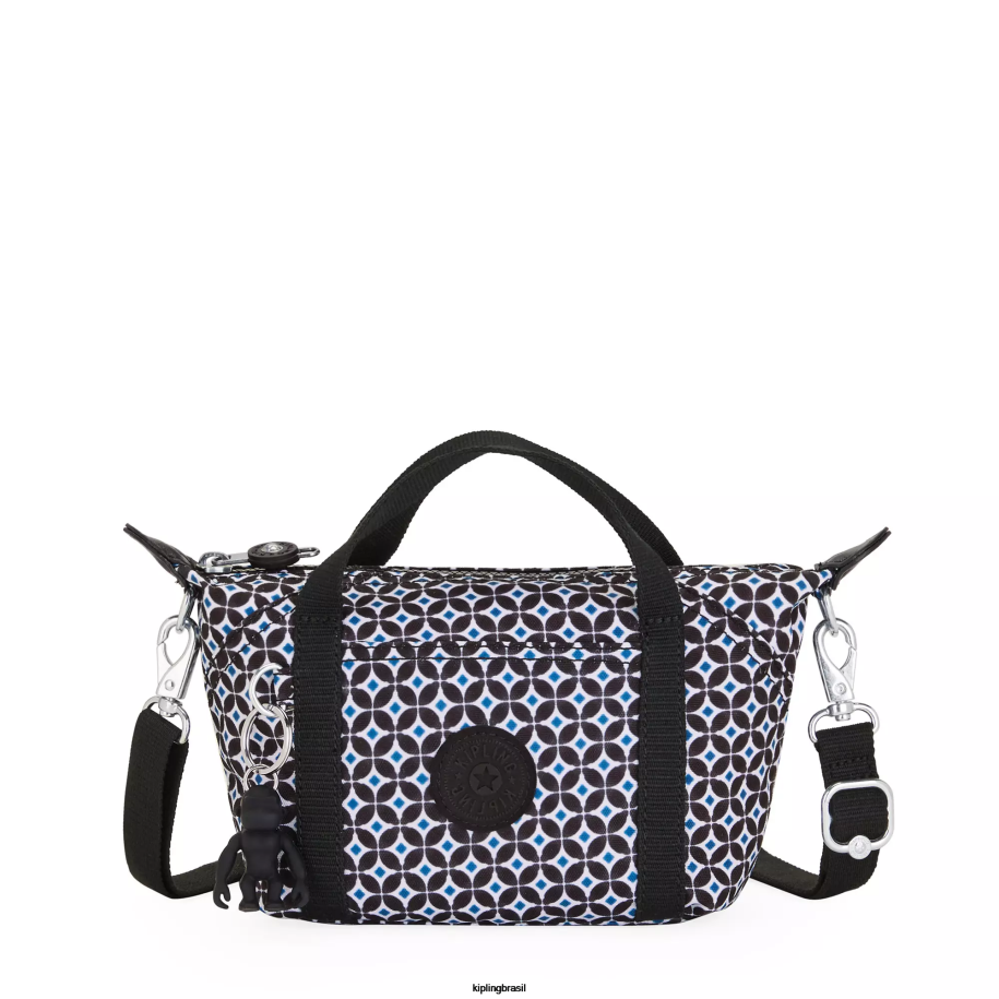 mulheres bolsas crossbody Kipling azulejo enegrecido bolsa tiracolo estampada compacta artística 4X8V24