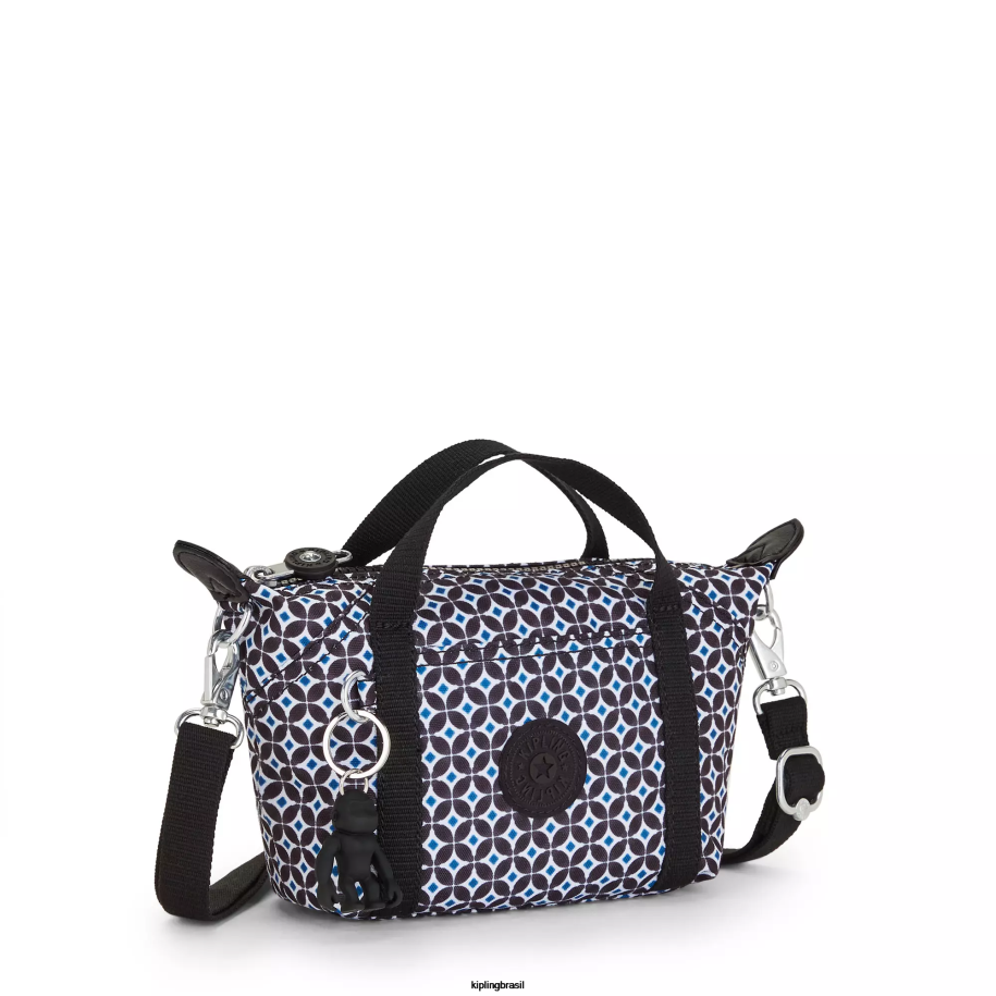 mulheres bolsas crossbody Kipling azulejo enegrecido bolsa tiracolo estampada compacta artística 4X8V24