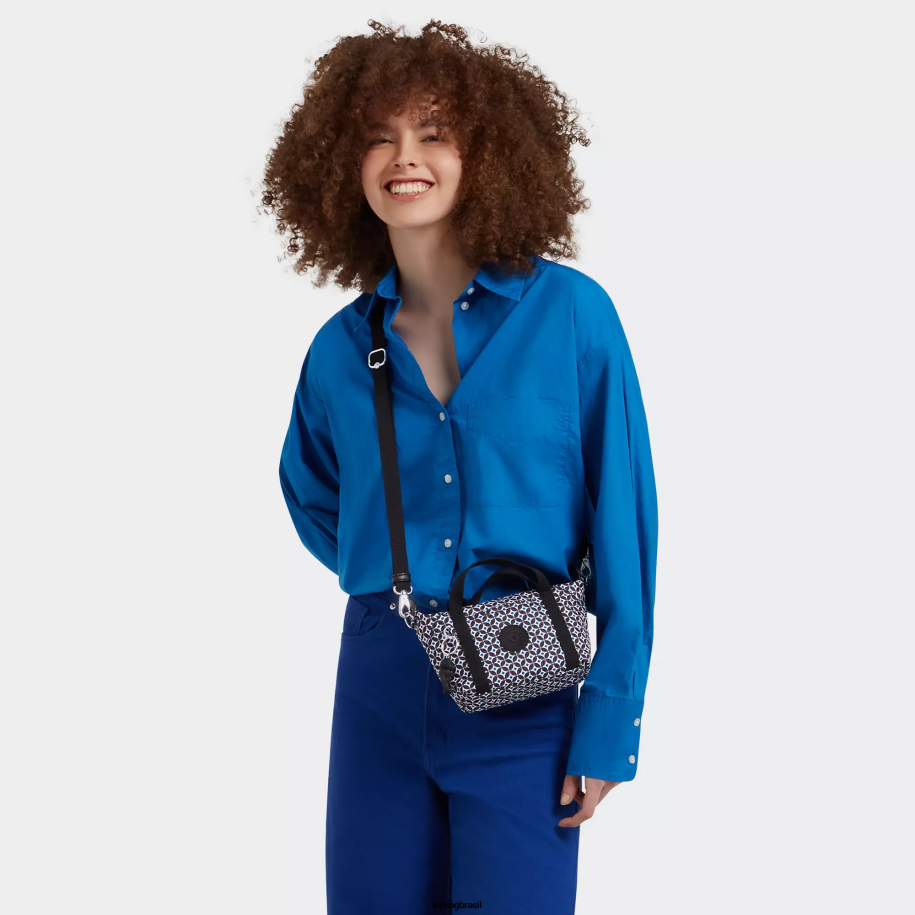 mulheres bolsas crossbody Kipling azulejo enegrecido bolsa tiracolo estampada compacta artística 4X8V24
