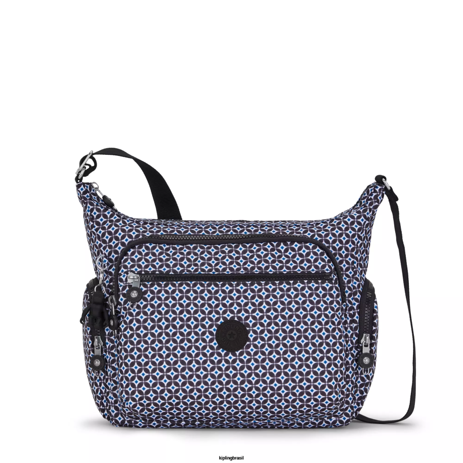 mulheres bolsas crossbody Kipling azulejo enegrecido bolsa transversal com estampa gabbie 4X8V142