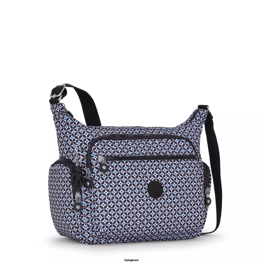 mulheres bolsas crossbody Kipling azulejo enegrecido bolsa transversal com estampa gabbie 4X8V142