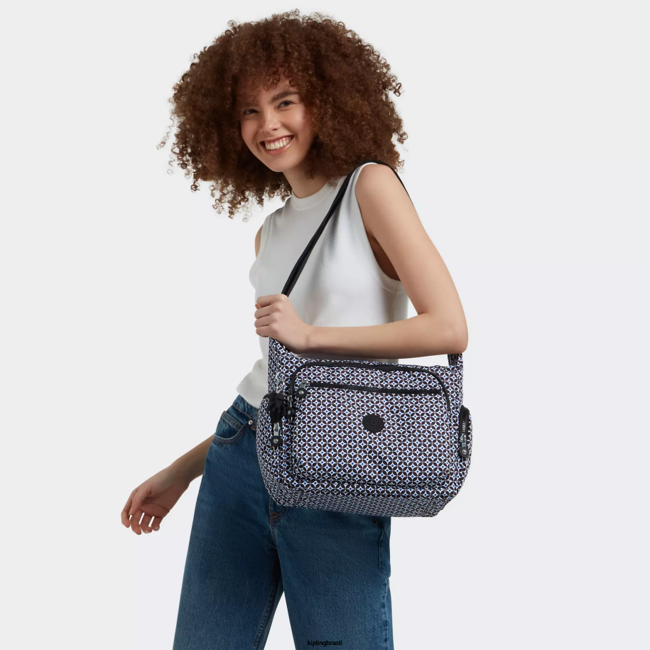mulheres bolsas crossbody Kipling azulejo enegrecido bolsa transversal com estampa gabbie 4X8V142