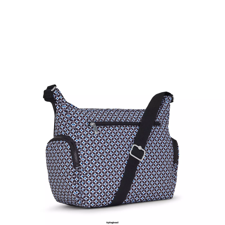mulheres bolsas crossbody Kipling azulejo enegrecido bolsa transversal com estampa gabbie 4X8V142