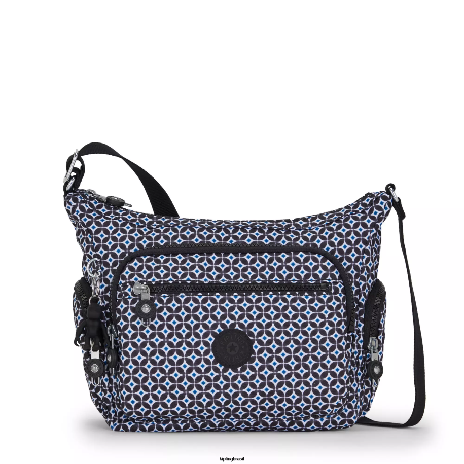 mulheres bolsas crossbody Kipling azulejo enegrecido gabbie bolsa transversal pequena estampada 4X8V147