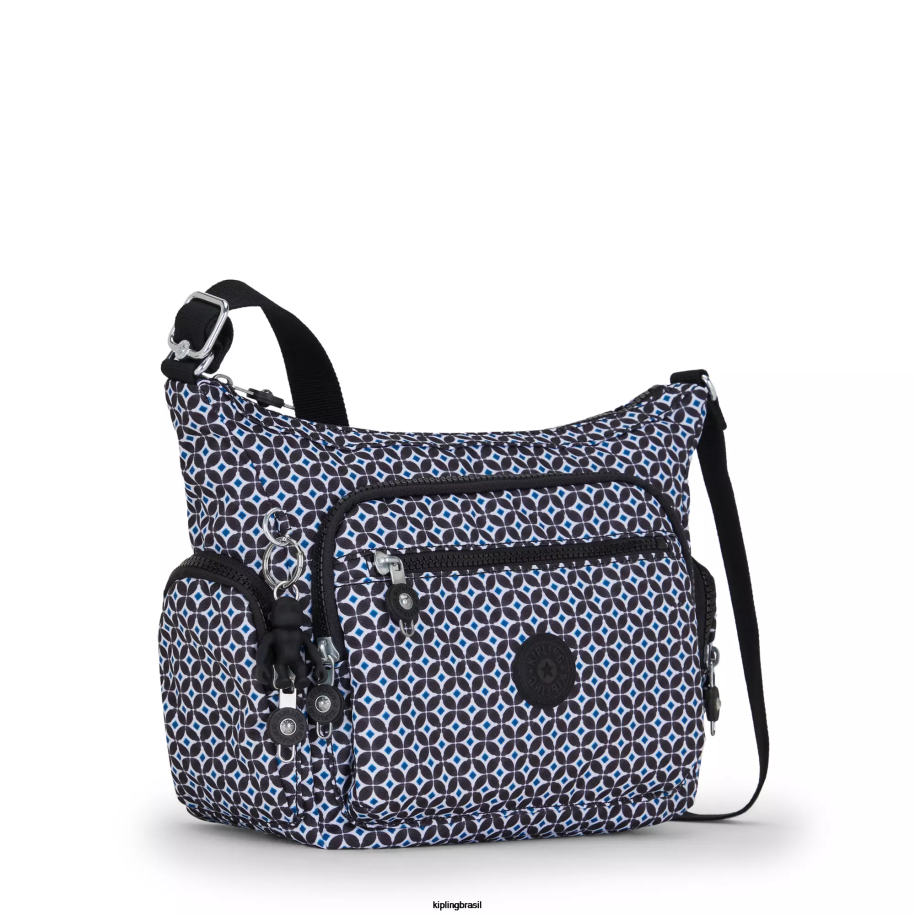 mulheres bolsas crossbody Kipling azulejo enegrecido gabbie bolsa transversal pequena estampada 4X8V147