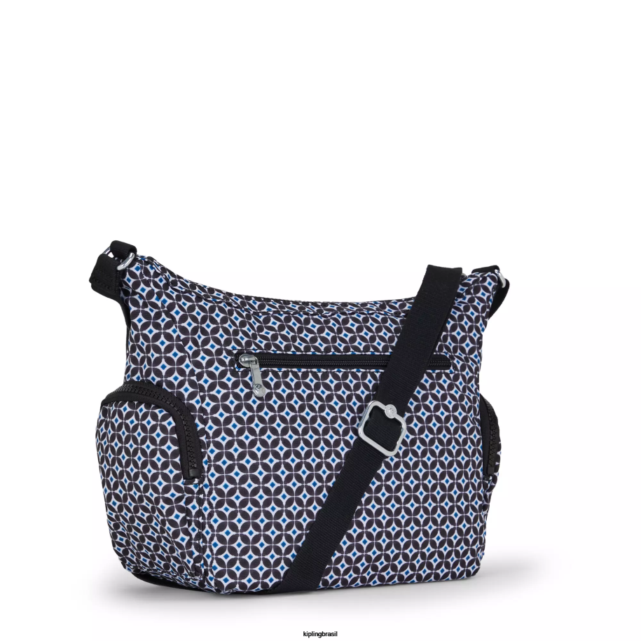 mulheres bolsas crossbody Kipling azulejo enegrecido gabbie bolsa transversal pequena estampada 4X8V147