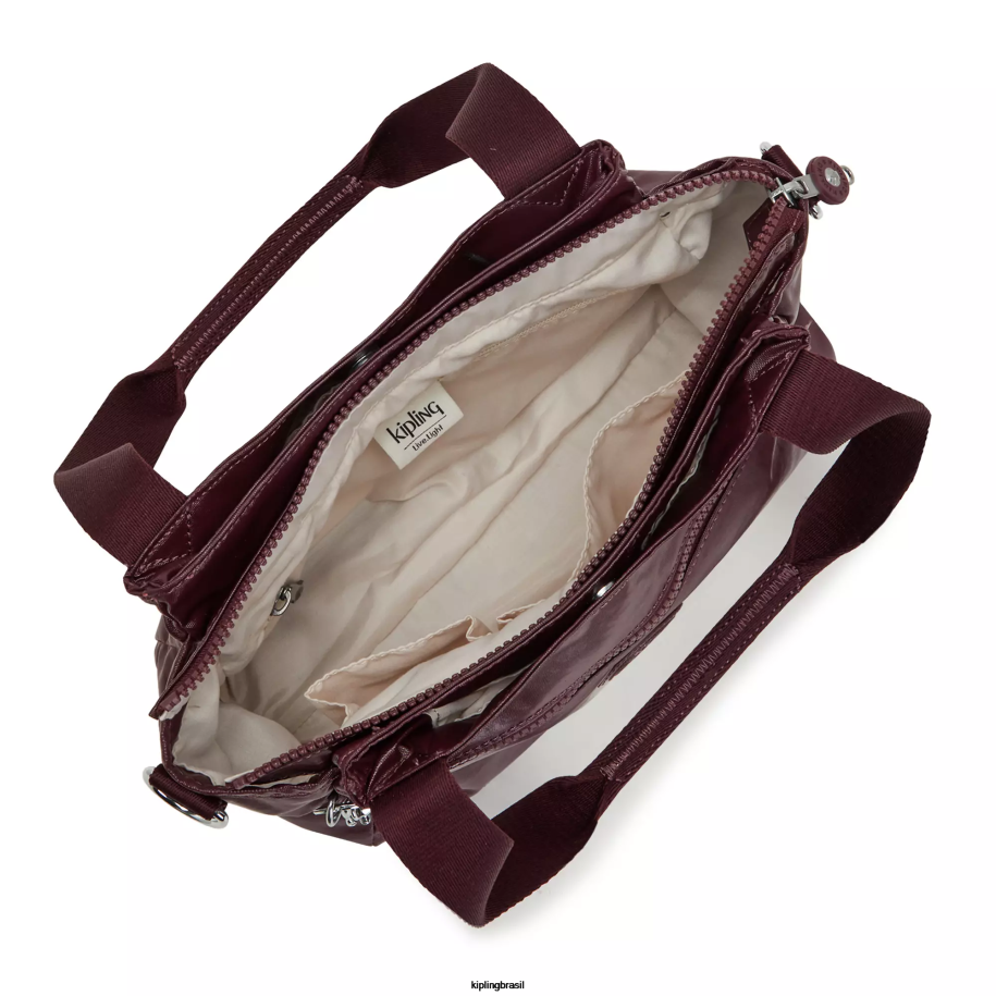 mulheres bolsas de ombro Kipling laca bordô bolsa de ombro metálica elysia 4X8V203