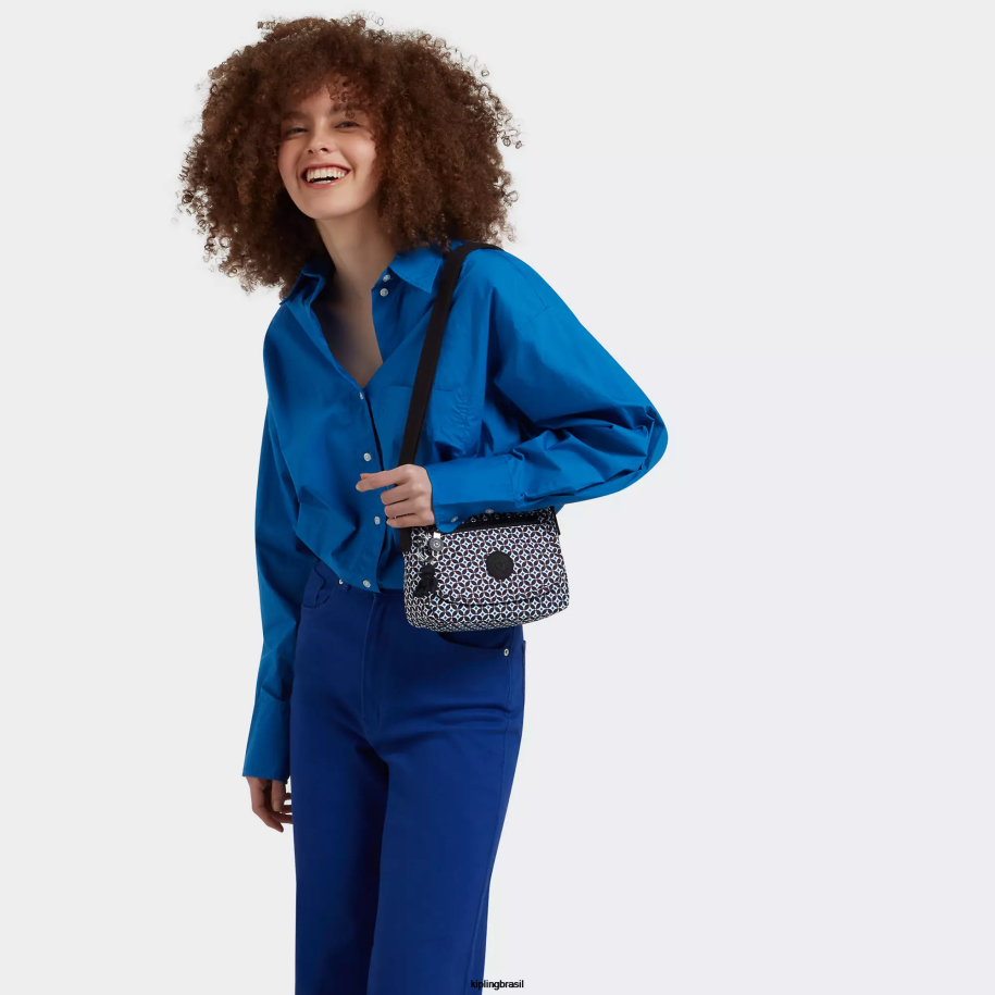 mulheres mini bolsas Kipling azulejo enegrecido bolsa tiracolo com estampa sabian 4X8V13