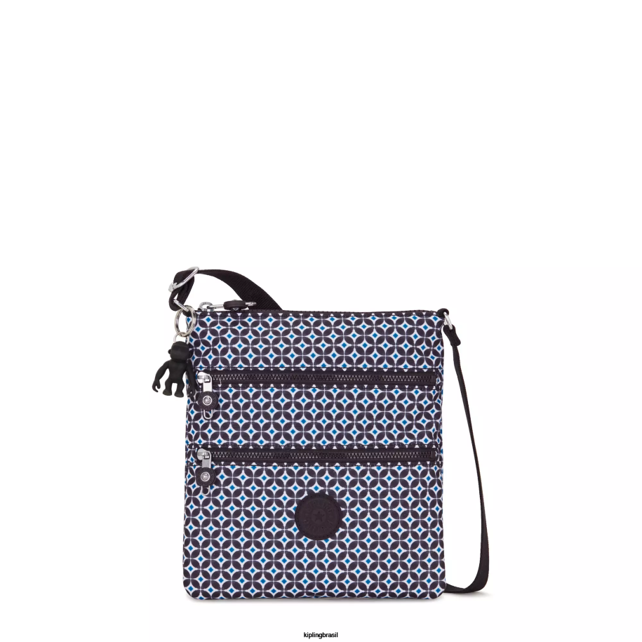 mulheres mini bolsas Kipling azulejo enegrecido mini bolsa transversal com estampa keiko 4X8V8