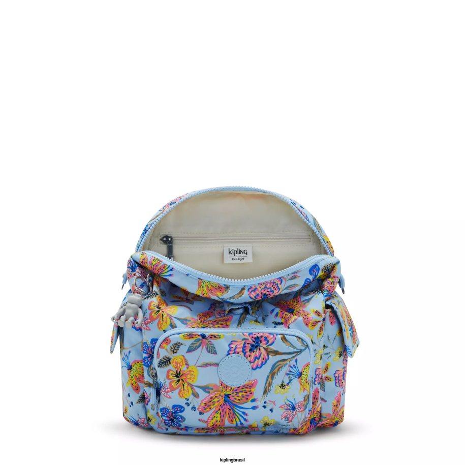 mulheres mini bolsas Kipling flores silvestres city ​​pack mini mochila impressa 4X8V499