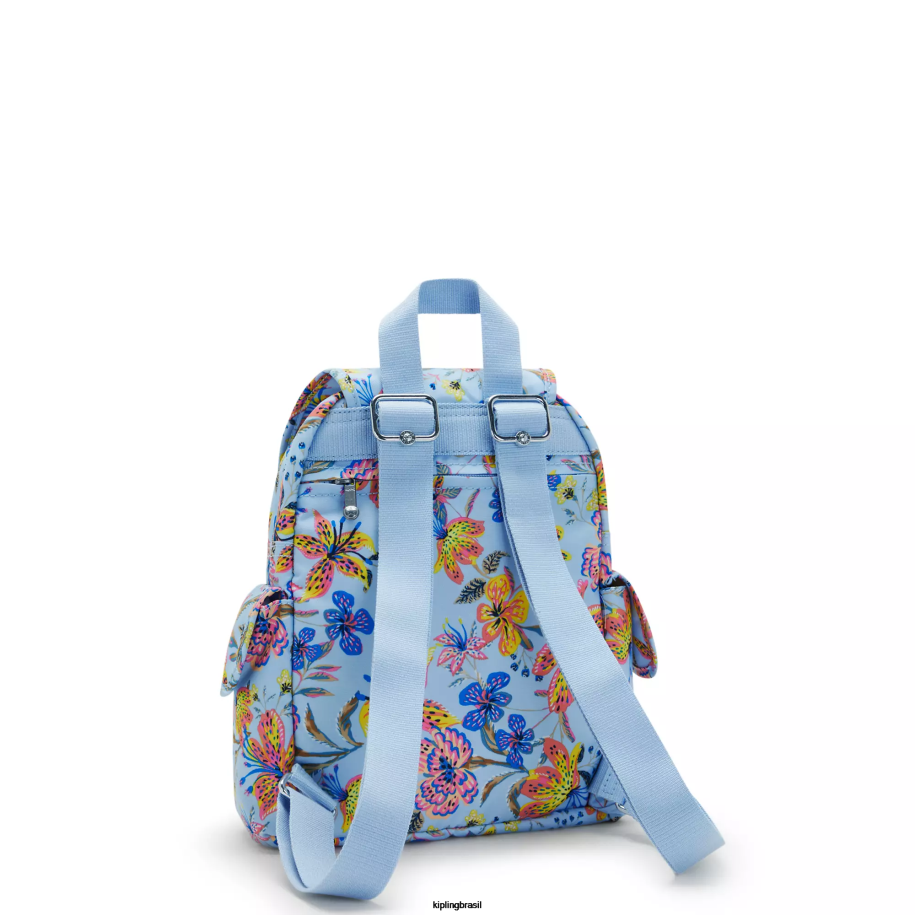 mulheres mini bolsas Kipling flores silvestres city ​​pack mini mochila impressa 4X8V499