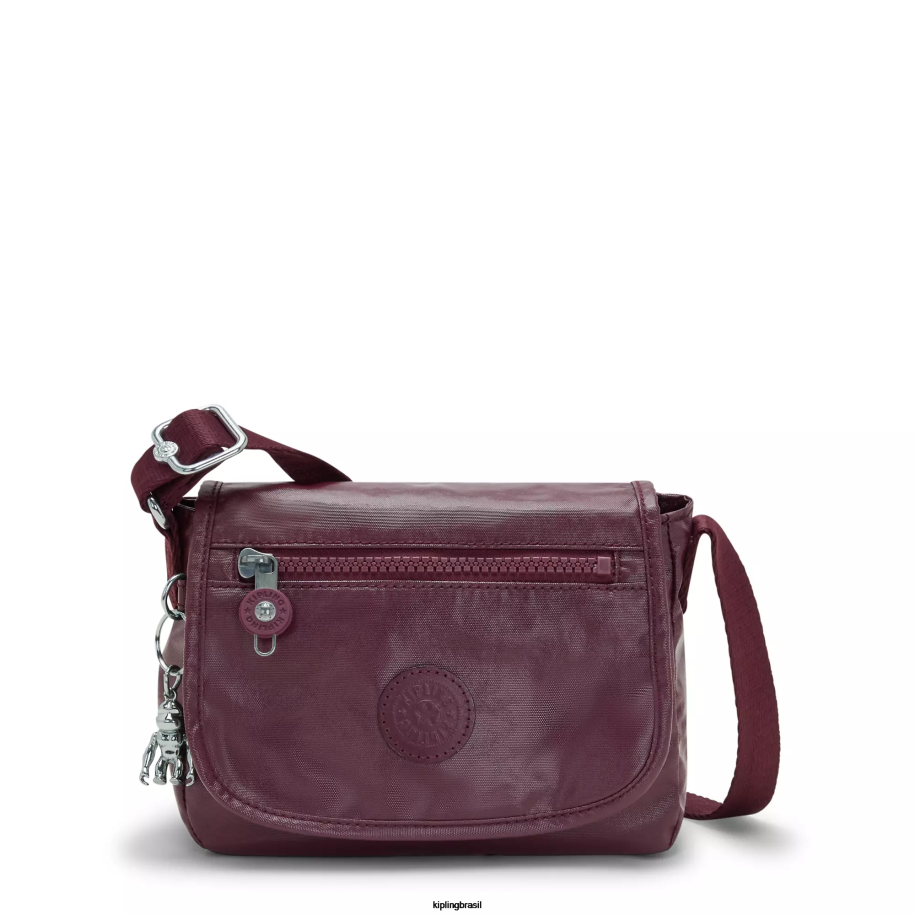 mulheres mini bolsas Kipling laca bordô bolsa transversal sabian metálica 4X8V99