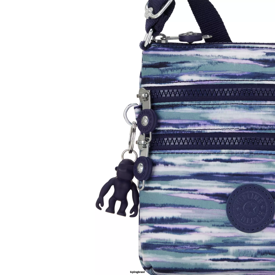 mulheres mini bolsas Kipling listras de pincel alvar mini bolsa estampada extra pequena 4X8V71