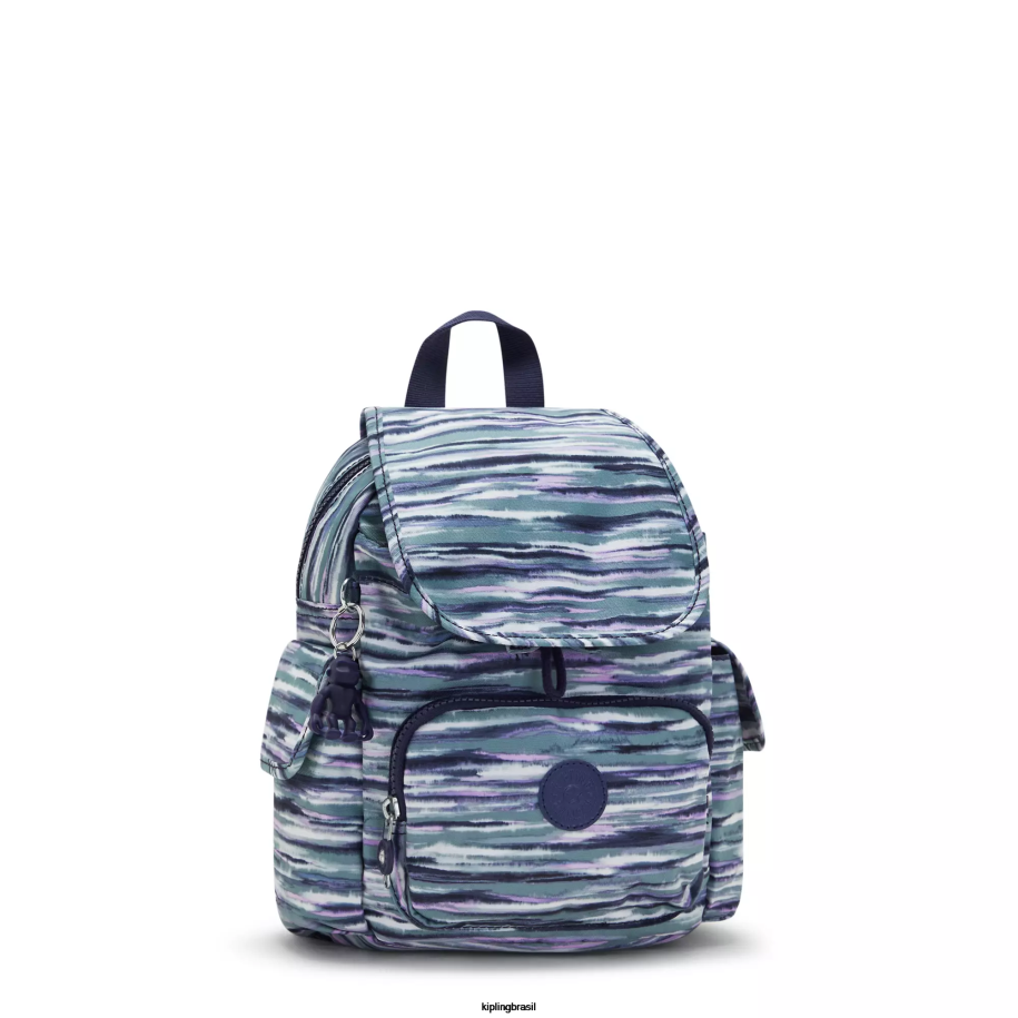 mulheres mini bolsas Kipling listras de pincel city ​​pack mini mochila impressa 4X8V497