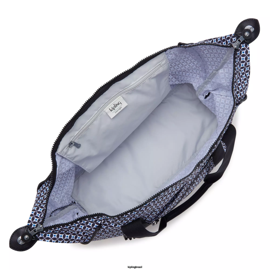 mulheres sacolas Kipling azulejo enegrecido bolsa tote impressa em meio artístico 4X8V260