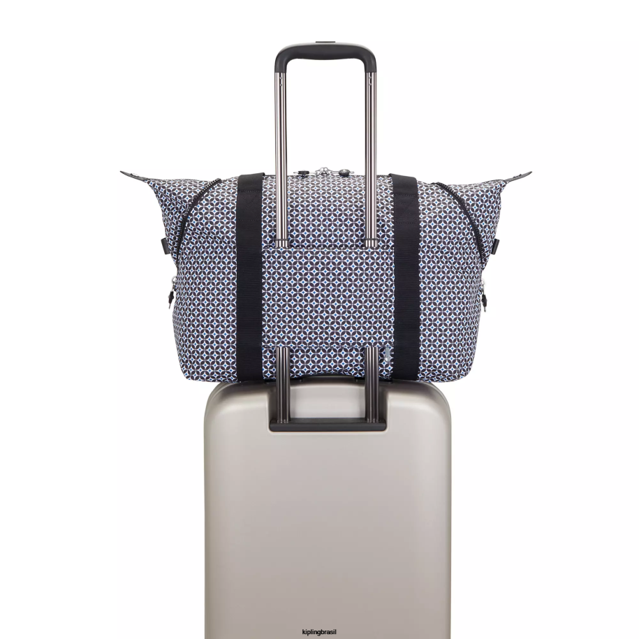 mulheres sacolas Kipling azulejo enegrecido bolsa tote impressa em meio artístico 4X8V260