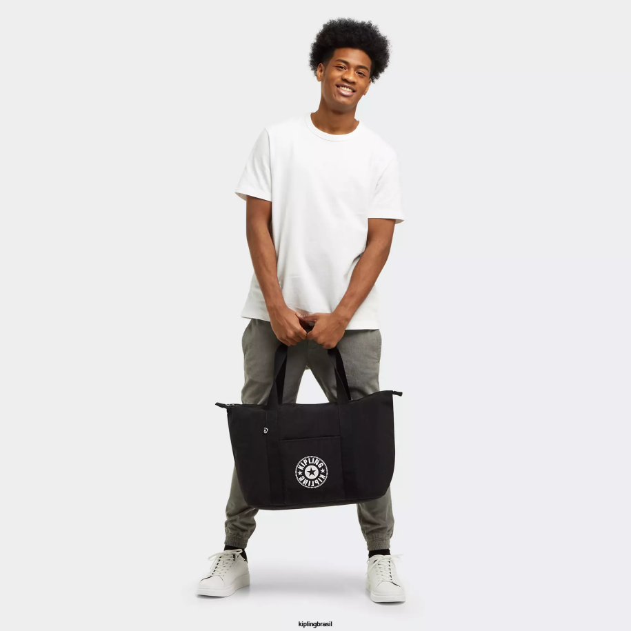 mulheres sacolas Kipling black lite bolsa art medium lite 4X8V268