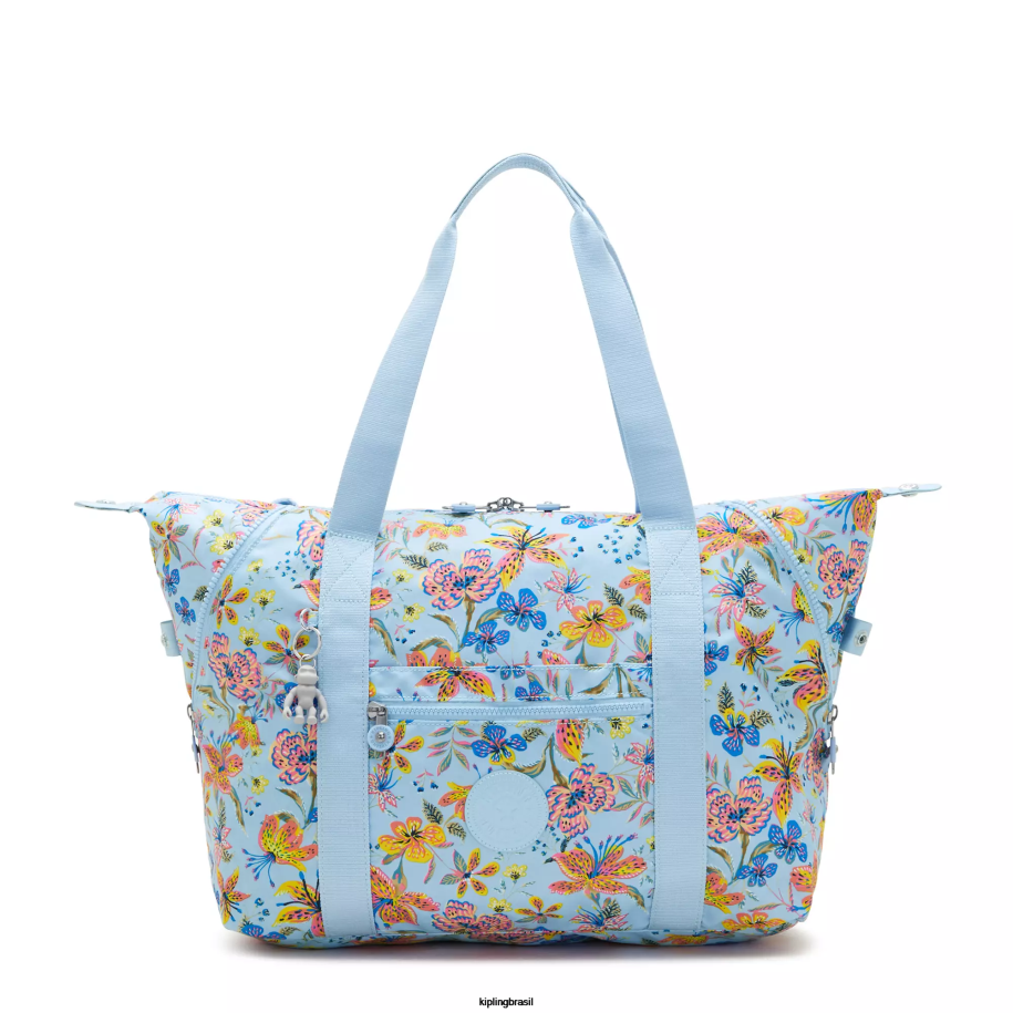 mulheres sacolas Kipling flores silvestres bolsa tote impressa em meio artístico 4X8V262