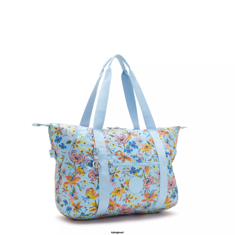 mulheres sacolas Kipling flores silvestres bolsa tote impressa em meio artístico 4X8V262