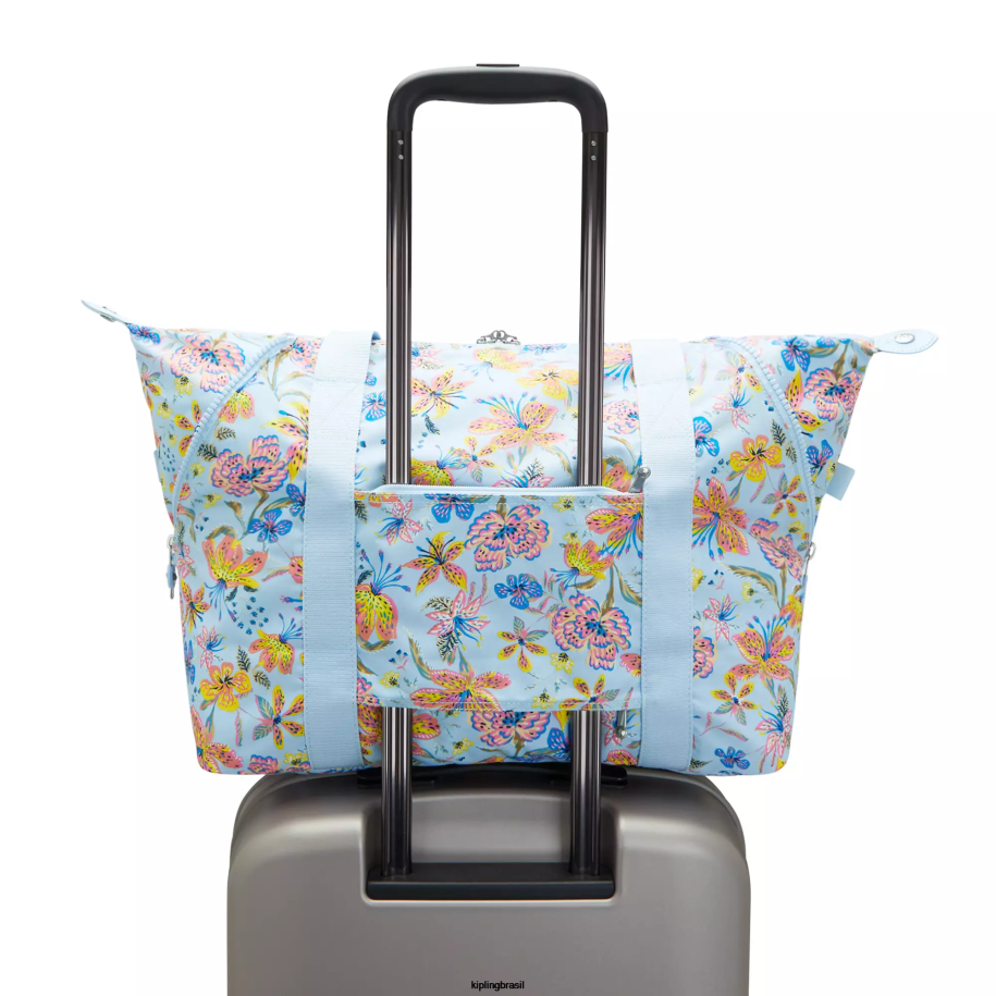 mulheres sacolas Kipling flores silvestres bolsa tote impressa em meio artístico 4X8V262