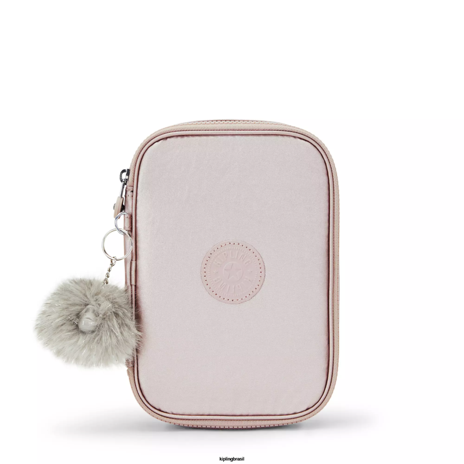 mulheres canetas e estojos Kipling rosa metálica estojo metálico 100 canetas 4X8V597