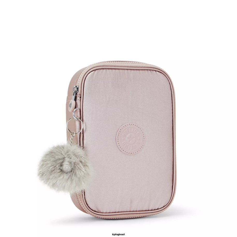 mulheres canetas e estojos Kipling rosa metálica estojo metálico 100 canetas 4X8V597