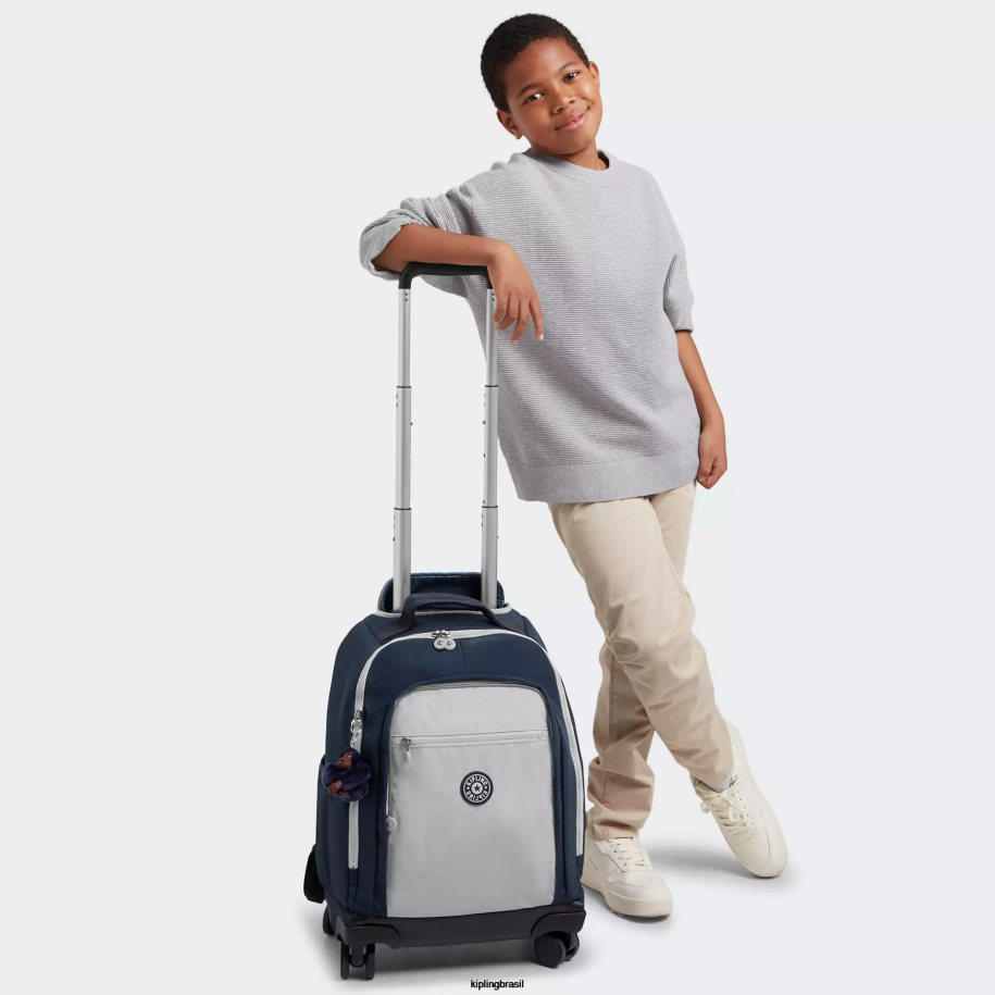 mulheres mochilas com rodinhas Kipling cinza azul verdadeiro mochila com rodinhas para notebook new zea 15
