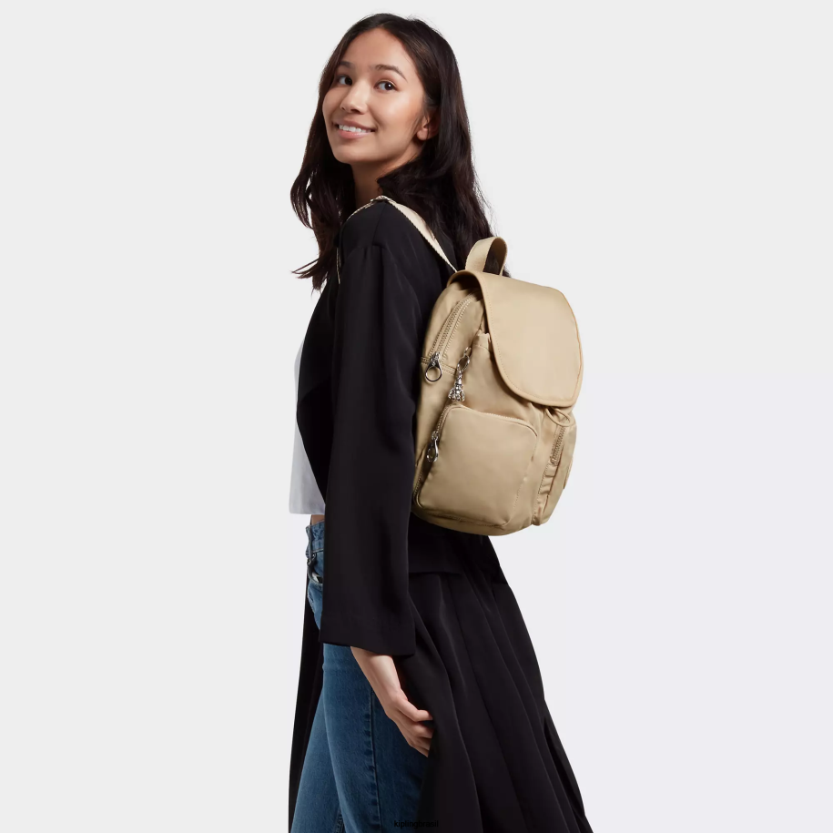 mulheres mochilas da moda Kipling bege natural nova mochila de pacote de cidade 4X8V360