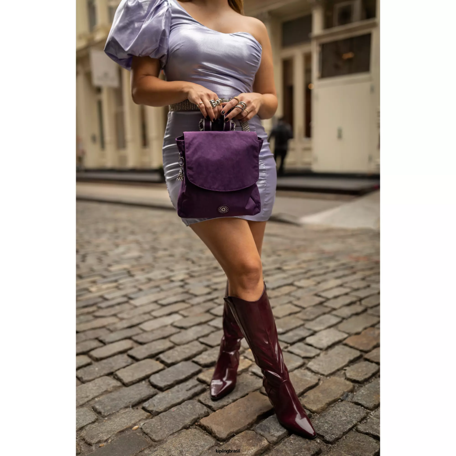 mulheres mochilas da moda Kipling charme de ouro metálico mochila pequena dannie metalizada 4X8V391