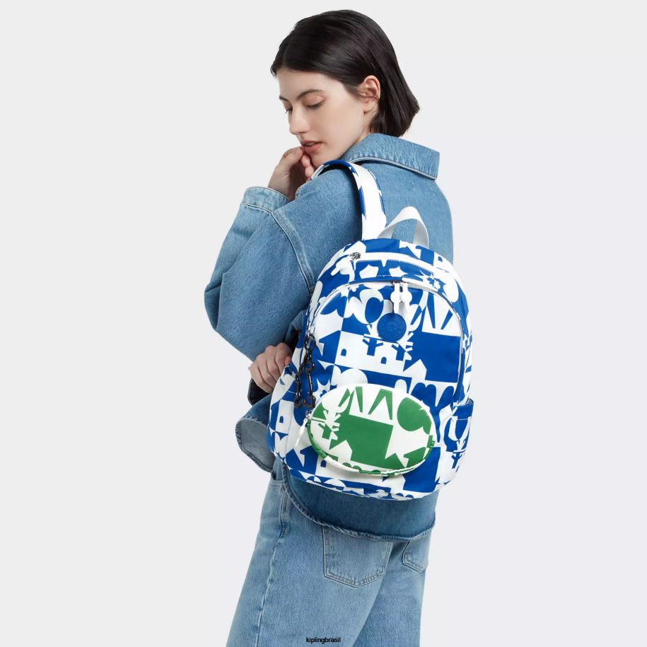 mulheres mochilas da moda Kipling impressão múltipla minju mochila delia minju kim 4X8V337