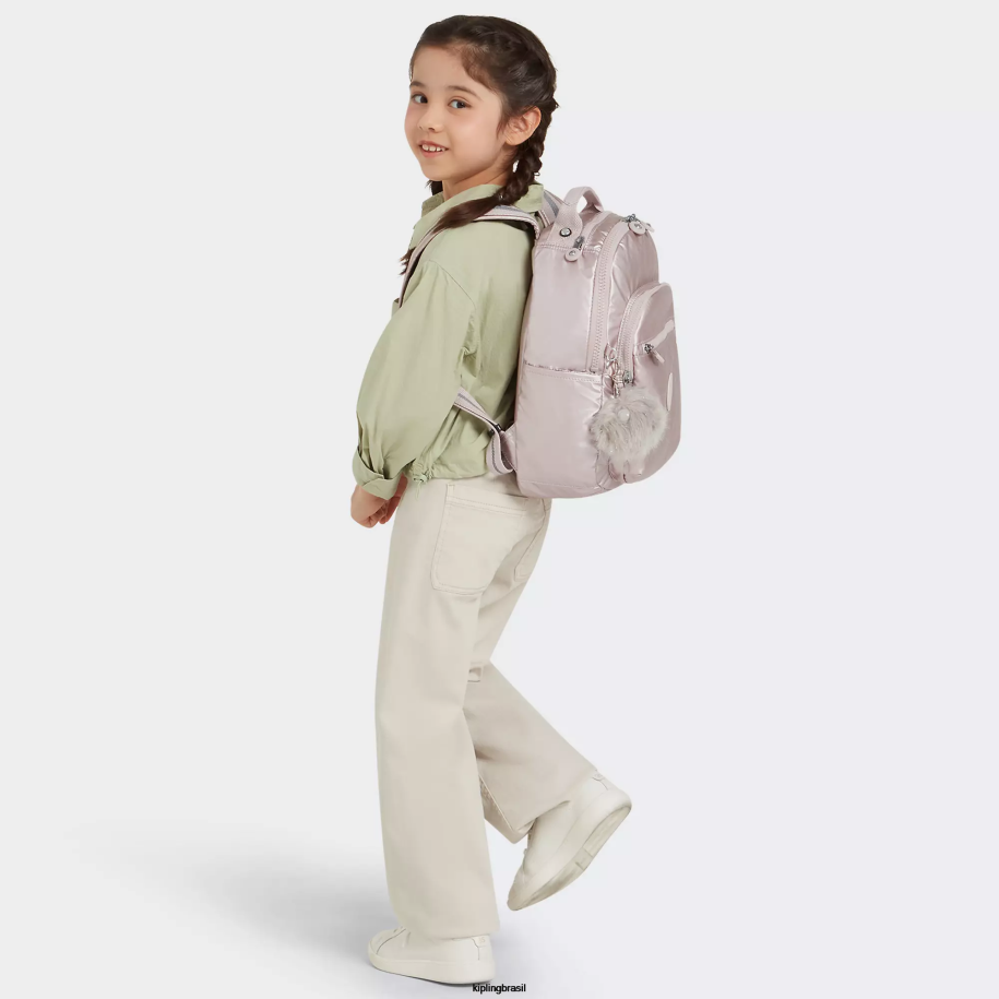 mulheres mochilas da moda Kipling rosa metálica Seul pequena mochila metálica para tablet 4X8V356