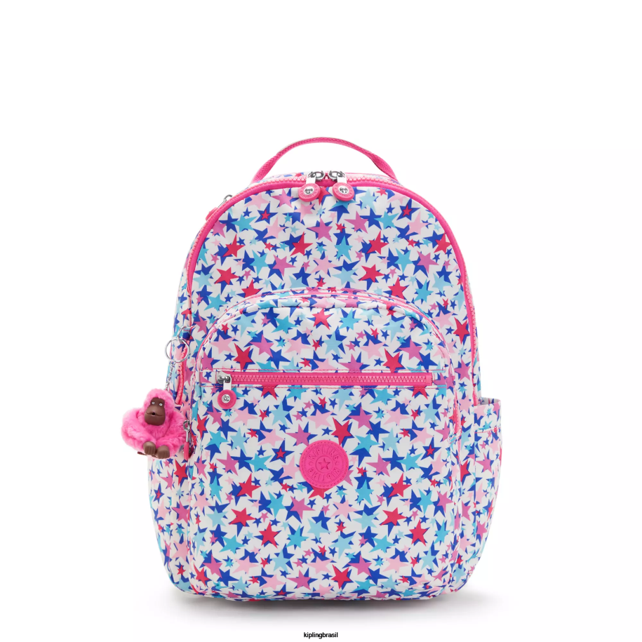 mulheres mochilas para notebook Kipling estrelas da papoula mochila grande impressa para laptop de 15" seul 4X8V462