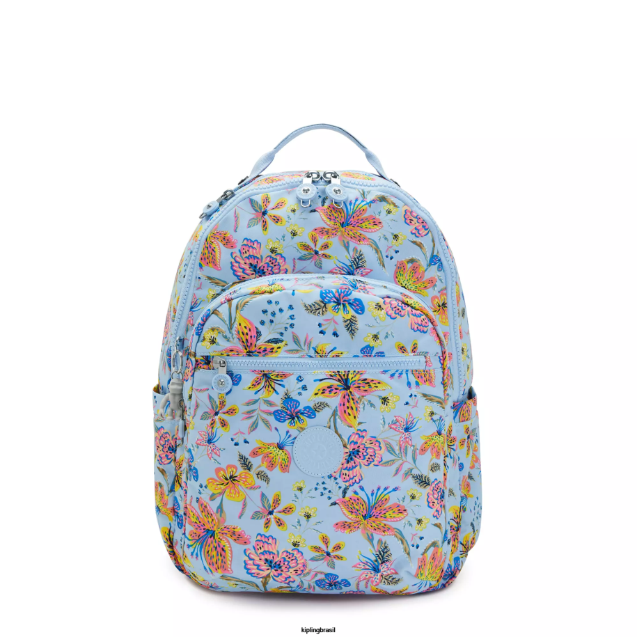 mulheres mochilas para notebook Kipling flores silvestres mochila grande impressa para laptop de 15" seul 4X8V346
