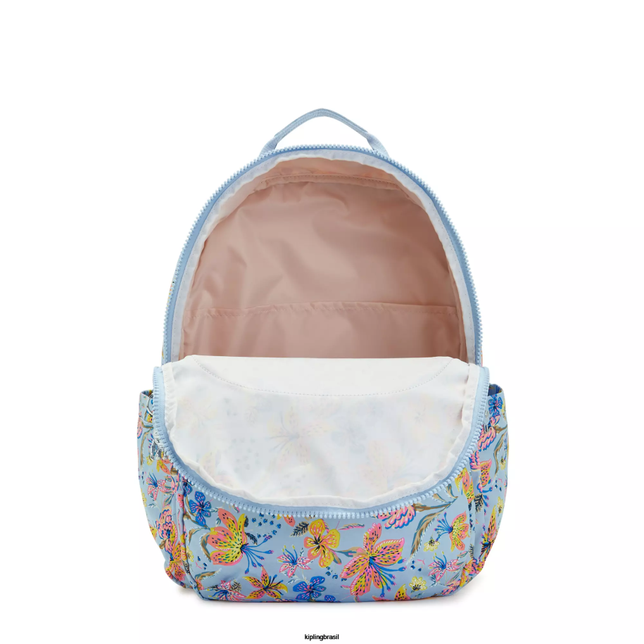 mulheres mochilas para notebook Kipling flores silvestres mochila para laptop de 17