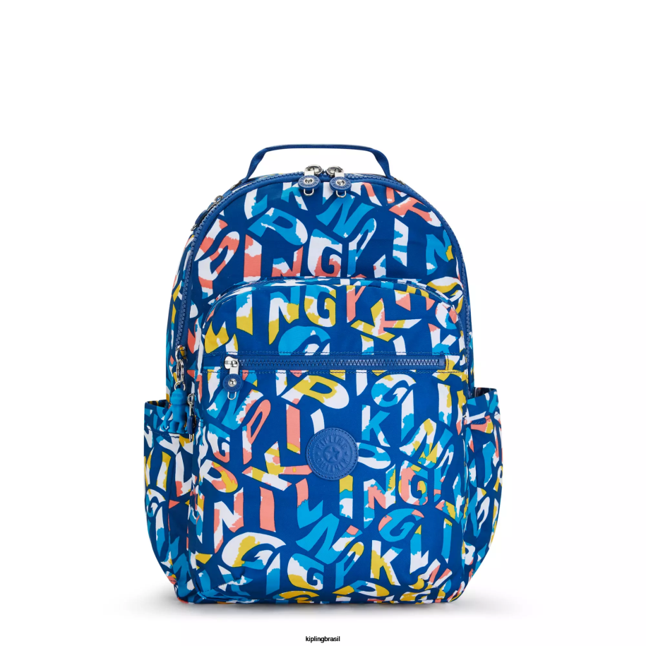 mulheres mochilas para notebook Kipling néon mochila grande impressa para laptop de 15" seul 4X8V344