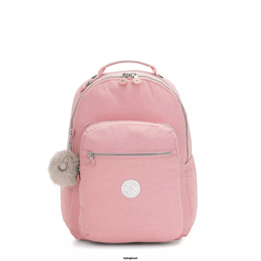 mulheres mochilas para notebook Kipling rosa nupcial mochila grande para laptop de 15" seul 4X8V432