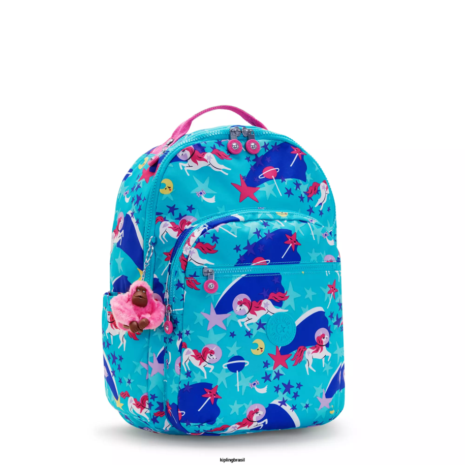 mulheres mochilas para notebook Kipling unicórnios espaciais mochila grande impressa para laptop de 15