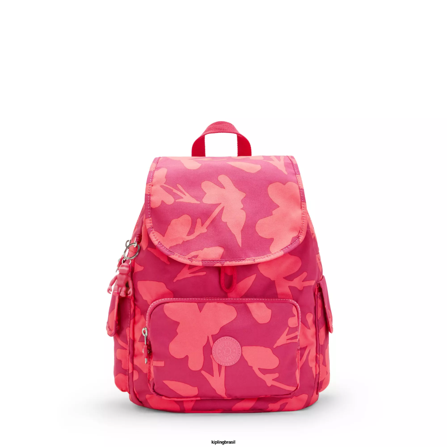 mulheres mochilas pequenas Kipling flor de coral city ​​pack pequena mochila impressa 4X8V378