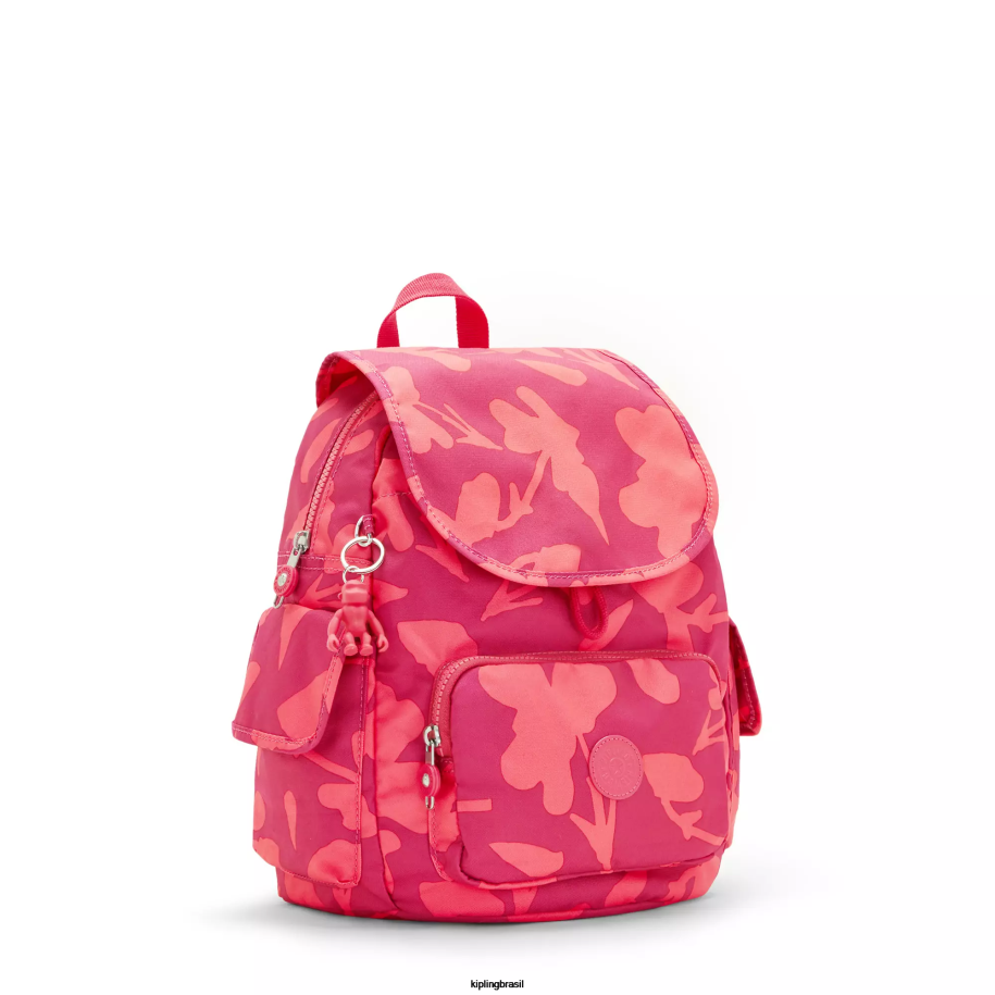 mulheres mochilas pequenas Kipling flor de coral city ​​pack pequena mochila impressa 4X8V378