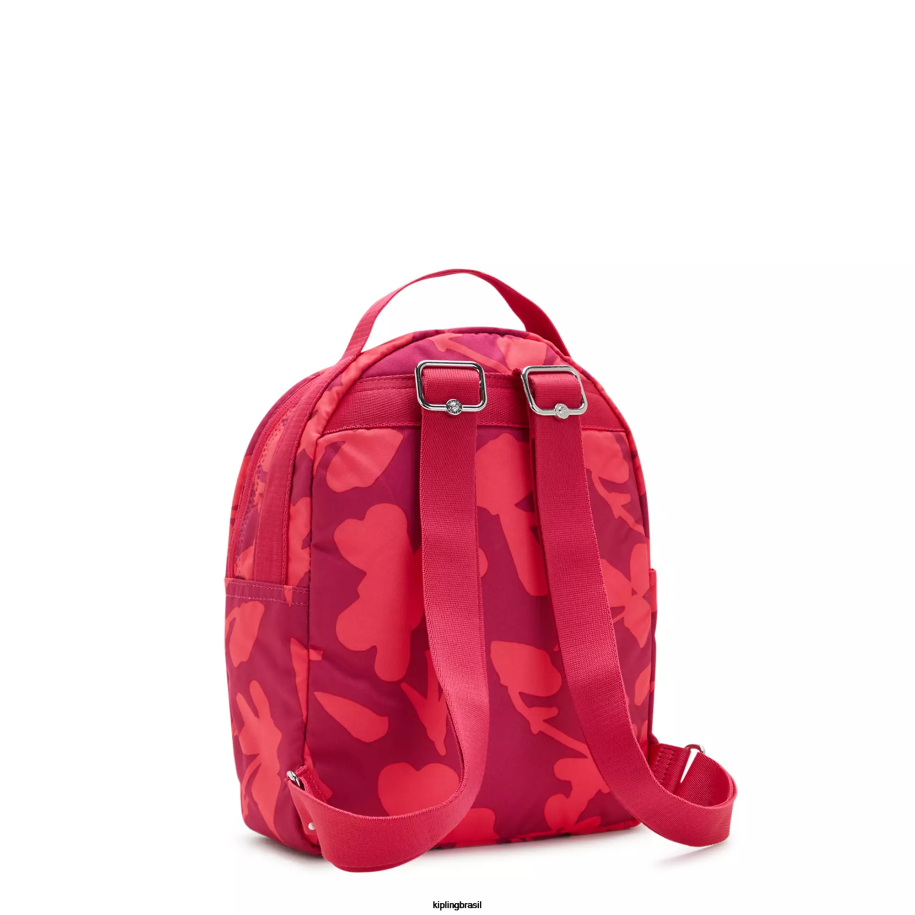 mulheres mochilas pequenas Kipling flores de coral mochila estampada kae 4X8V376