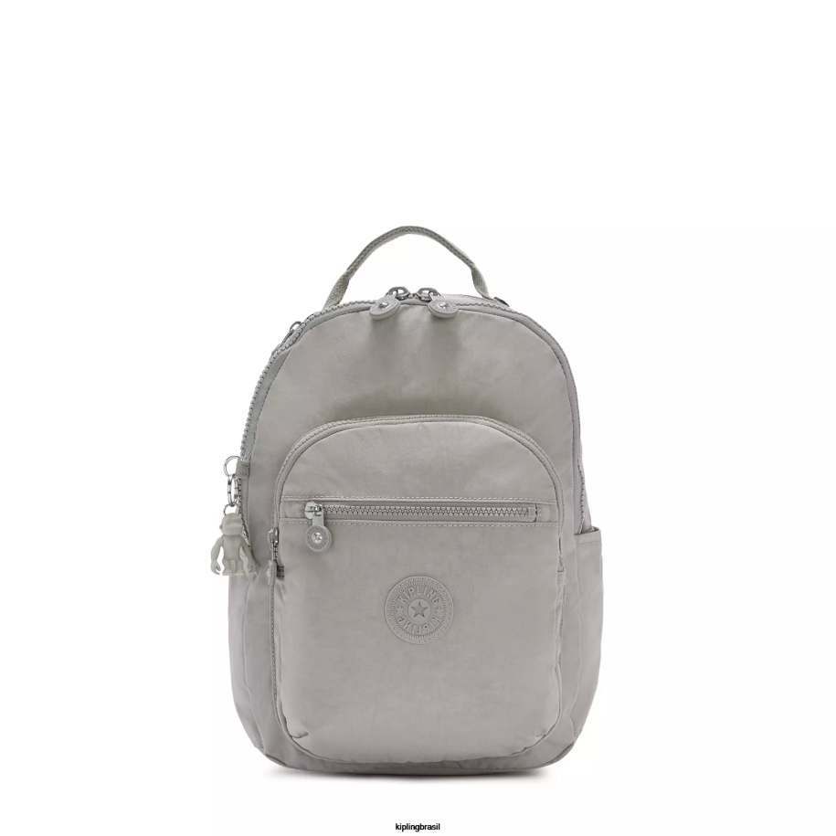 mulheres monograma Kipling cinza gris Seul mochila pequena para tablet 4X8V419