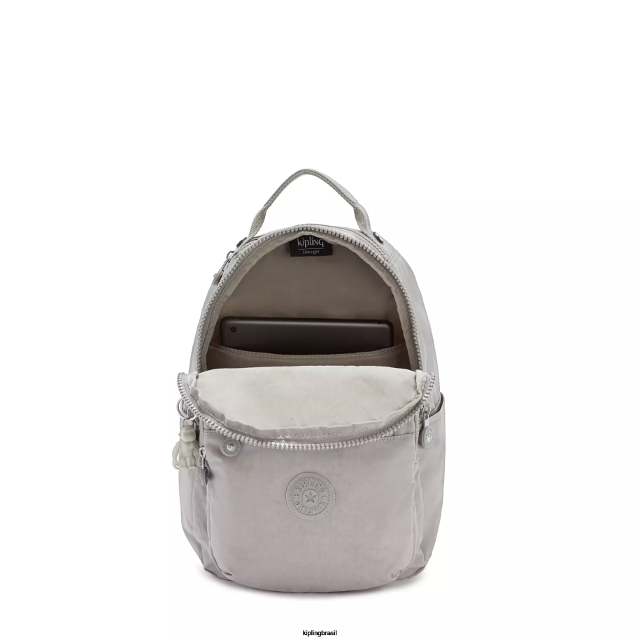 mulheres monograma Kipling cinza gris Seul mochila pequena para tablet 4X8V419