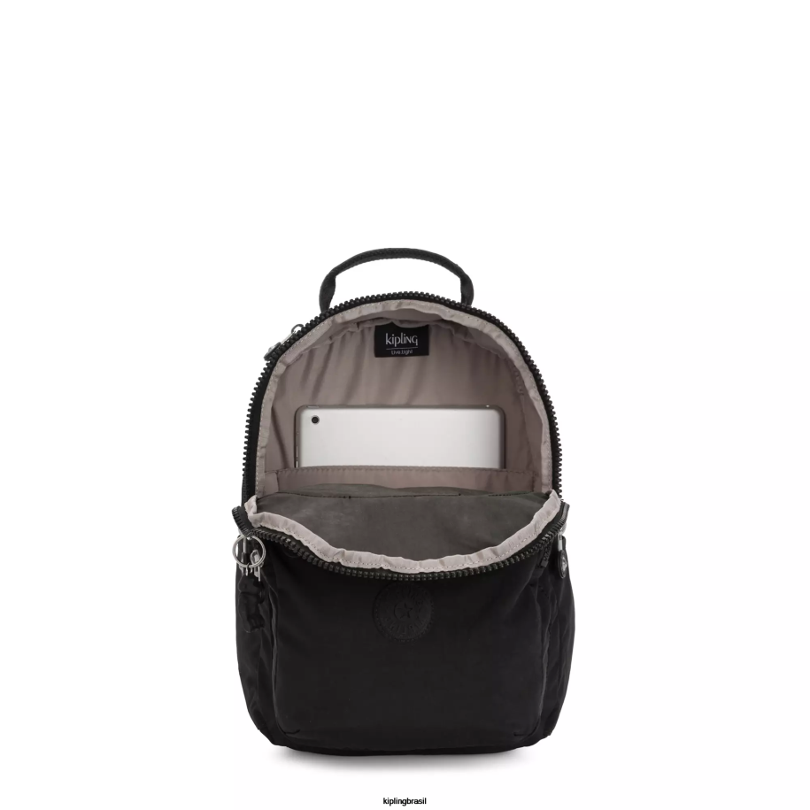mulheres monograma Kipling preto noir Seul mochila pequena para tablet 4X8V420